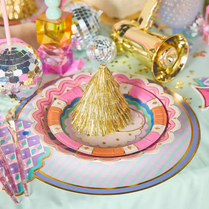 PP01 Golden Girl Mini Gold Fringe Party Hats Set PP01