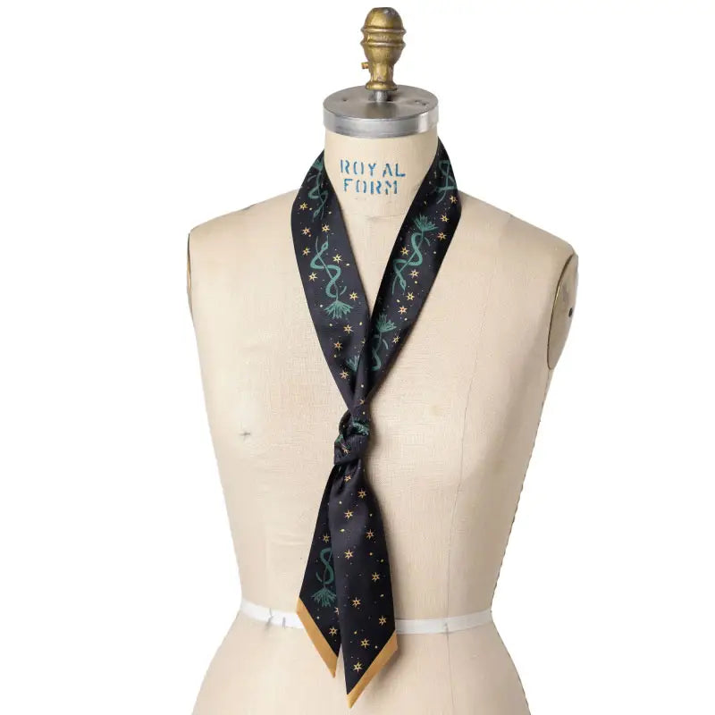 “Saddle Up and Lasso the Star” Hand-Drawn Silk Twilly Scarf JE03