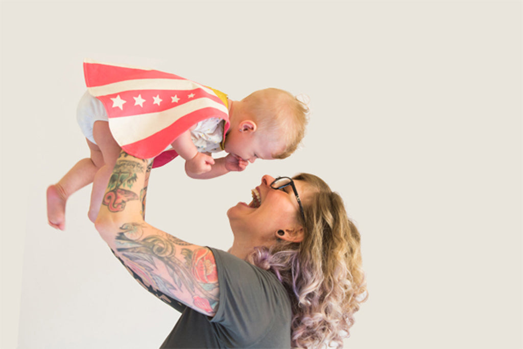 Pink baby super hero cape costume, in pink and orange, for dress up, playwear by lovelane designs