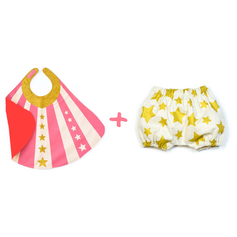 Pink Baby Hero Cape + Bloomer Set