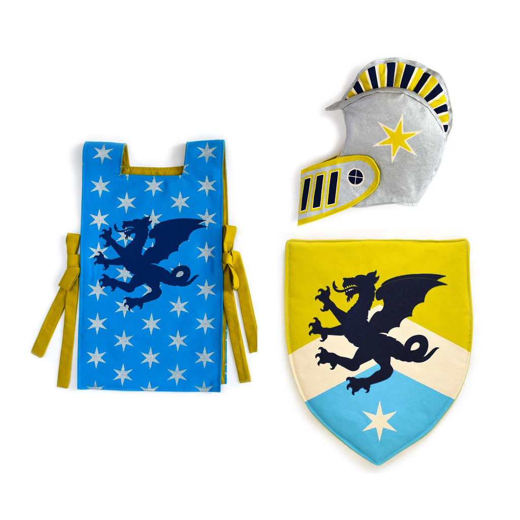 Knight costume set hat shield tunic dragon motif lovelane designs