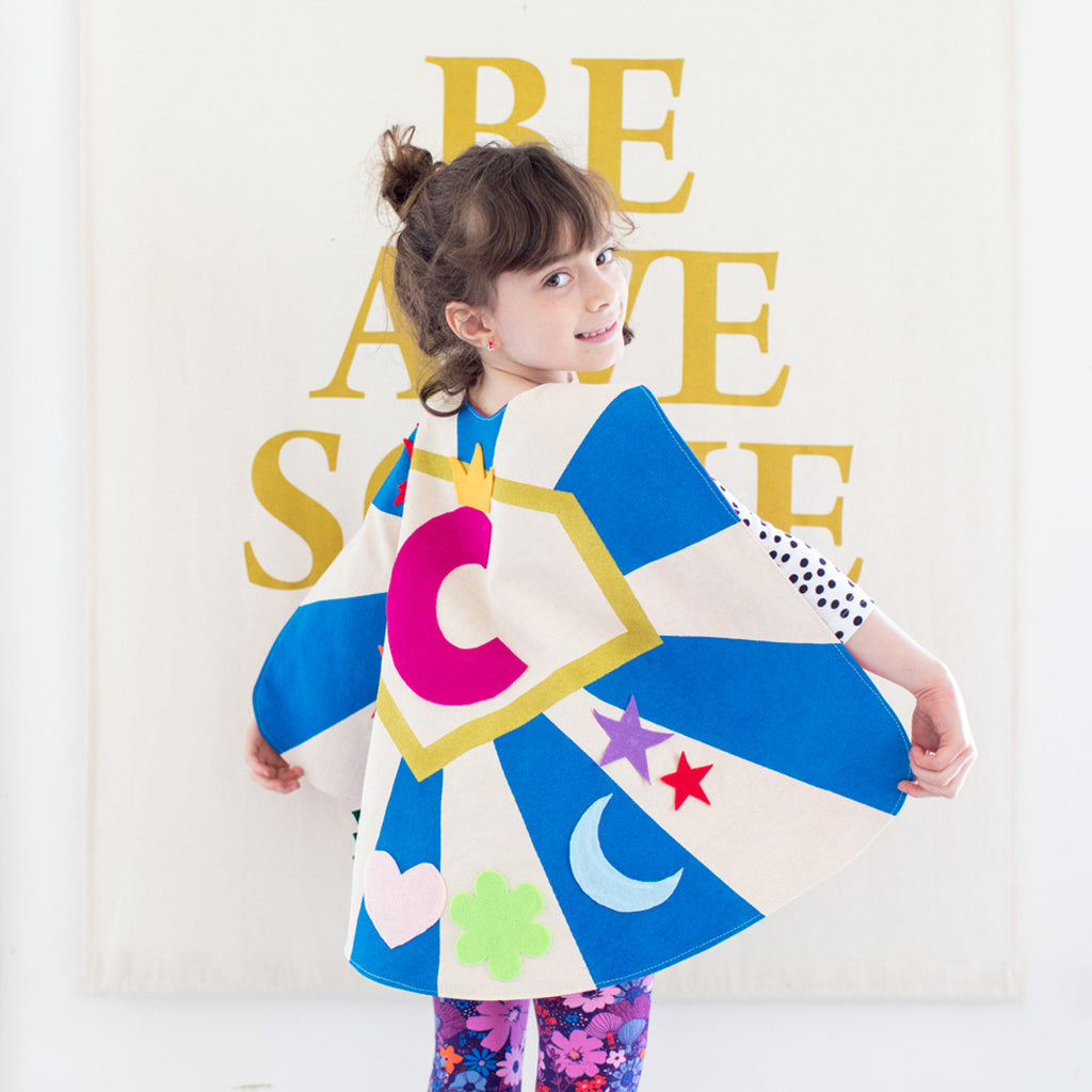 Create a Cape costume kit set, includes felt shapes and initial, choose color, for dress up, playwear by lovelane designs