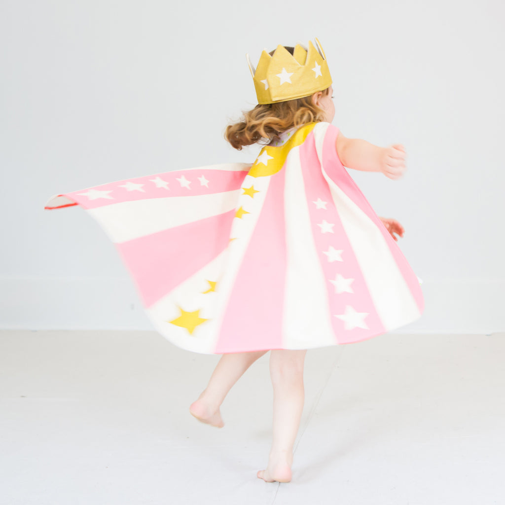 Gold Crown with stars, adjustable, with super cape, for prince princess king queen costume, dress up, playwear by lovelane design