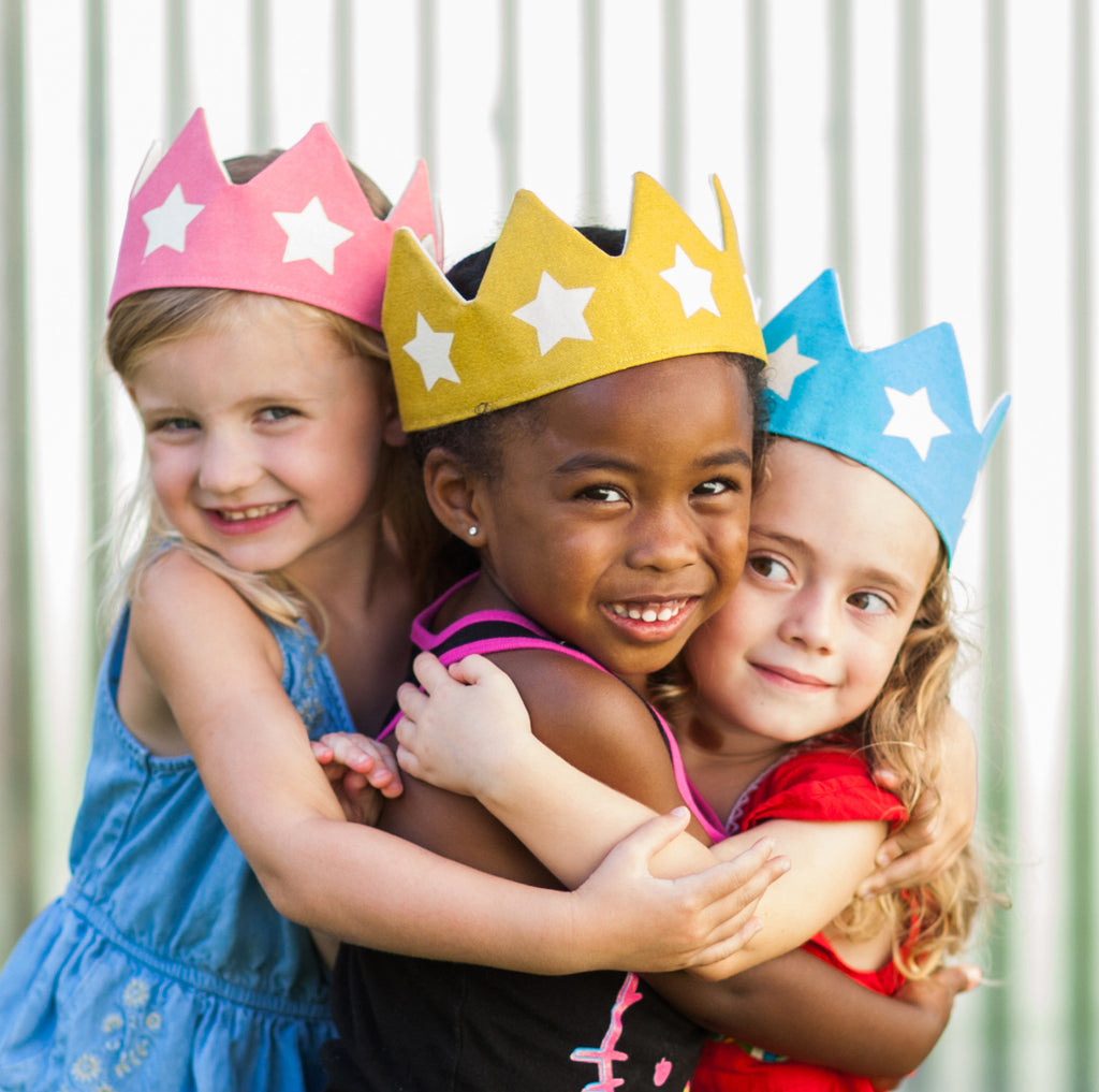 Pink gold and blue Crown with stars, adjustable, for prince princess king queen costume, dress up, playwear by lovelane design