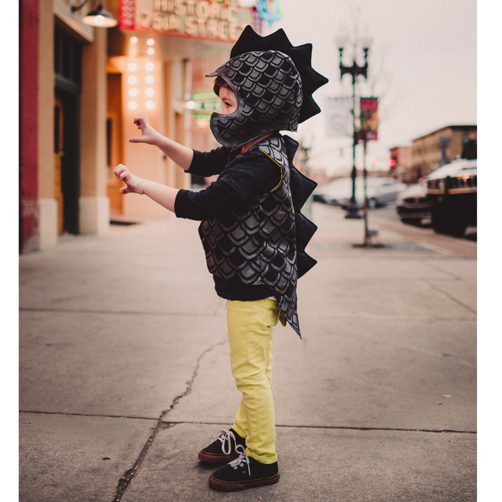 Dapper Monster Waist Coat + Hat, Holiday Party Outfit, Graphite Shimmer Spike Vest