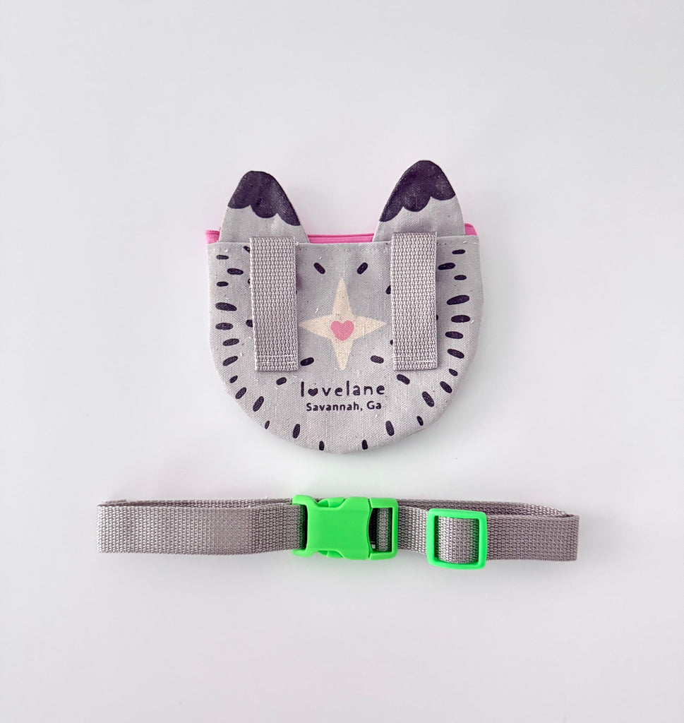 Gray Kitty Belt Bag, Novelty Fanny Pack for Kids