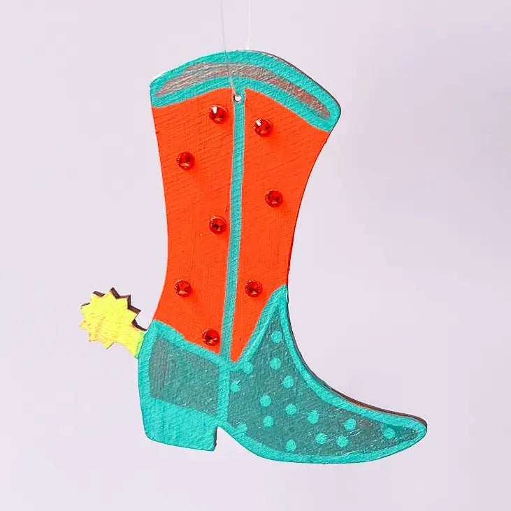 Cowgirl Boot Ornament lite blue  VO02
