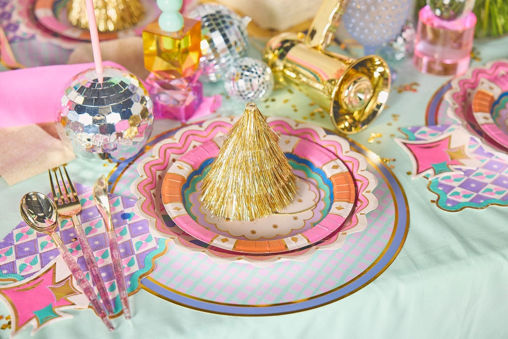 PP01 Golden Girl Mini Gold Fringe Party Hats Set   PP01