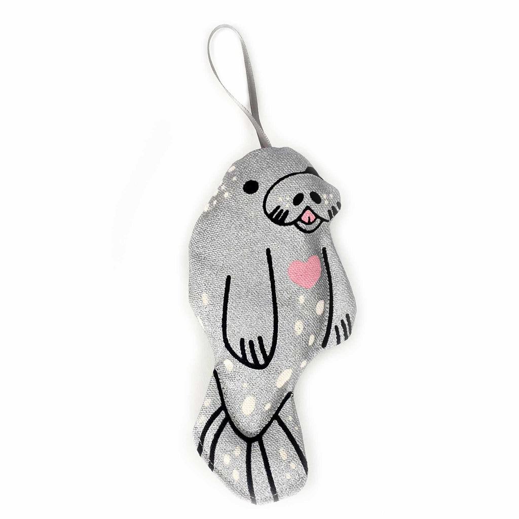 Manatee with Heart Holiday Ornament