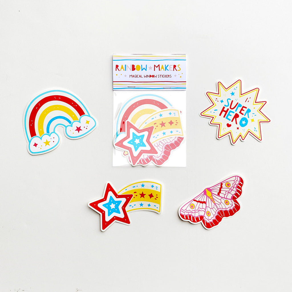Rainbow Maker, Sun Catcher Sticker Set of 4, Rainbow, Butterfly, Super –  Lovelane